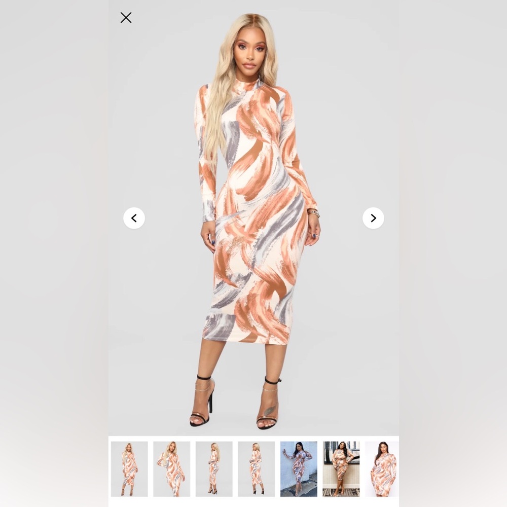 Fashion Nova Work Of Art Midi Dress - Nude - Picture 2 of 6